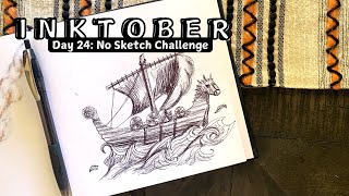 Inktober 2024 Day 24 Expedition  Viking Ship Ballpoint Pen Drawing  No Pencil Challenge [upl. by Eanal]