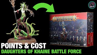 DAUGHTERS OF KHAINE BATTLE FORCE XMAS 2022  Price amp Point Breakdown  BEST BOX FOR WARCRY [upl. by Luapnaej]