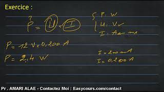 Exercice 9  La puissance électrique  Physique chimie  3ème année Collège [upl. by Weisbrodt]