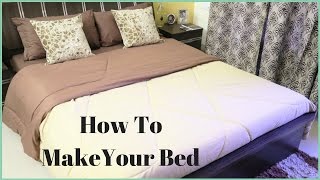 How To Make A Bed How To Put A Bed Sheet On A Bed [upl. by Amabil478]