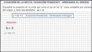 ECUACIÓN DE LA RECTA  PENDIENTE  ORDENADA AL ORIGEN [upl. by Enalb]