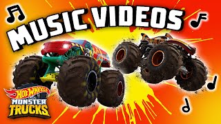 Official MUSIC VIDEOS 🎶 ft DEMO DERBY BIGFOOT and BONE SHAKER  Hot Wheels [upl. by Yrrad691]