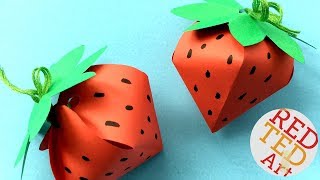 Strawberry Gift Box DIY  No Glue Paper Gift Box  easy paper box shaped strawberries [upl. by Aisnetroh]