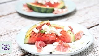 Gegrilde watermeloensalade met feta amp munt en evt ham [upl. by Krik]