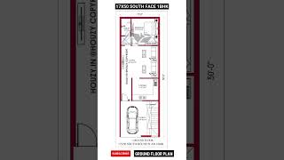 17x50 south facing house plan houzy housedesign homedesign 1bhk carparking vastu viral short [upl. by Low13]