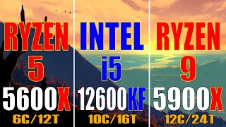 RYZEN 5 5600X vs INTEL i5 12600KF vs RYZEN 9 5900X  PC GAMES BENCHMARK TEST [upl. by Bonnette]