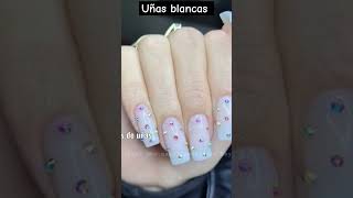 uñas blancas uñasdecoradas uñasdemoda acrylicnails diseñosdeuñas uñasblancas [upl. by Epperson]