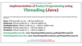 Implementation Socket Programming using Threading  Threading in java  2024 [upl. by Cohdwell]