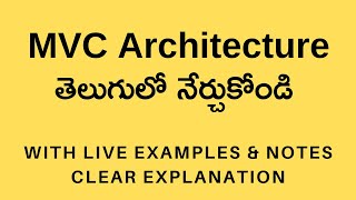 MVC Architecture Pattern in Telugu  MVC with Live Example amp Notes  Sai Gopi [upl. by Anoek]