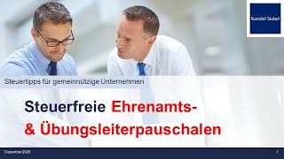 Steuerfreier Übungsleiterfreibetrag und Ehrenamtspauschale ab 2021 erhöht [upl. by Nafis]