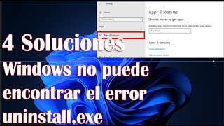 Windows no puede encontrar el error uninstallexe4 soluciones [upl. by Flavius]