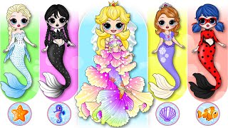 Disney Princess Ladybug amp Wednesday Become The Little Mermaids  30 DIY Arts amp Paper Crafts [upl. by Zarah]