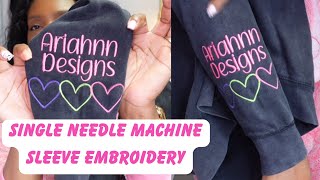 Sleeve Embroidery  Single Needle Machine  Janome 500E [upl. by Remde]