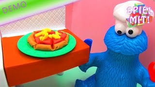 Play Doh Krümelmonster isst Pizza  Pizza aus Knete machen mit PD Küche Demo 2 Meal makin kitchen [upl. by Socram]