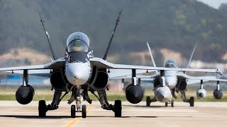 Footage F18 and F35 fighter jets during exercises in Korea [upl. by Oigres]