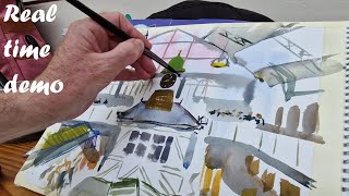 Impressionist Watercolor Painting Demo  Cardiff Market  part 1 [upl. by Phillis]