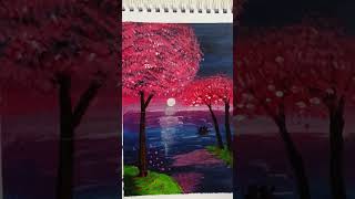 চাঁদনী রাত। Moon light acrylic painting artist drawingvideo artwork drawing viralvideo trend [upl. by Ressay]