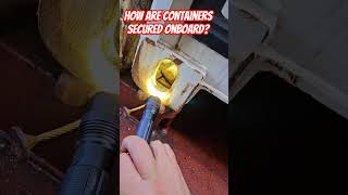 How are containers secured on board ships ContainerShip ShipContainers ContainerLashings [upl. by Sadirah602]