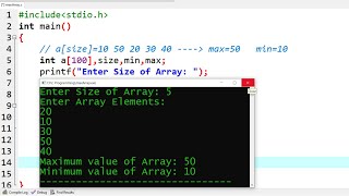 c program to find maximum and minimum element of array  Learn coding [upl. by Danny]