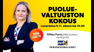 Riikka Purra  puhe puoluevaltuustossa 8112024 [upl. by Duer]