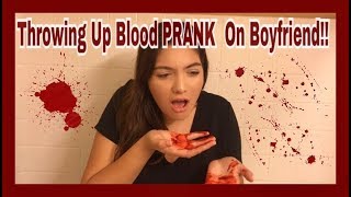 Throwing Up Blood PRANK on Boyfriend FAIL [upl. by Kcirde]