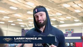 Larry Nance Jr on teams Game 4 outlook OKCs talent  Pelicans Practice 42824 [upl. by Hanschen]