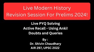 UPSC Prelims 2024  Modern History Active Recall and Mentorship Session [upl. by Neelrad415]