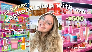 NO BUDGET SEPHORA SHOP WITH ME  new viral skincare and makeup must haves  sephora haul [upl. by Eellehs957]