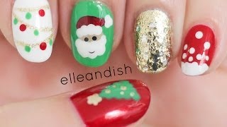 ☃ Easy Christmas Nails Freehand ☃ [upl. by Akkina]