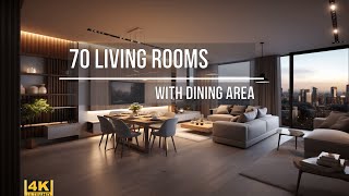 70 Living rooms with dining area open kitchens  4K  Modern design in basic neutral tones [upl. by Neesay960]