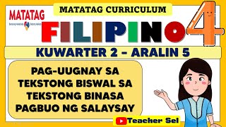 FILIPINO 4 QUARTER 2 WEEK 5 MATATAG  PAGUUGNAY SA TEKSTONG BINASA PAGBUO NG SALAYSAY [upl. by Dallon]