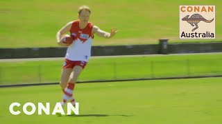 Conan Plays Australian Rules Football With The Sydney Swans  CONAN on TBS [upl. by Eenwat]