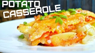 Cheesy potato vegetable casserole easy vegan recipe for breakfast lunch and dinner [upl. by Einner910]