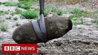 Unexploded WWII bomb revealed in droughthit Italian river  BBC News [upl. by Soloman]