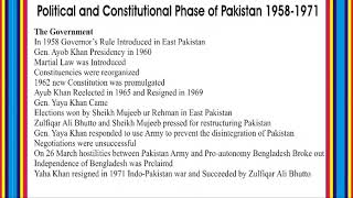 Political and Constitutional Phase of Pakistan 1958 1971 [upl. by Hollerman]