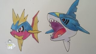 How to draw Pokemon No 318 Carvanha No 319 Sharpedo [upl. by Ecikram187]