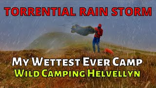 TORRENTIAL HEAVY RAIN WILD CAMPING in a STORM Helvellyn Lake District UK Abisko Lite 1 Tent Test [upl. by Einal706]