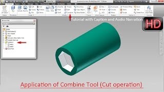 Application of Combine Tool Cut operation Autodesk Inventor [upl. by Airenahs928]