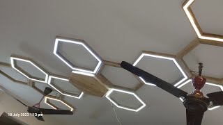 Different ceiling design Woodworking hexagon Aluminium profile LED strip light [upl. by Oesile]