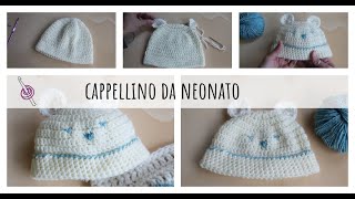 Cappellino da neonato a Uncinetto  Tutorial [upl. by Alecram]