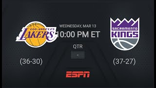 Los Angeles Lakers  Sacramento Kings  NBA on ESPN Live Scoreboards [upl. by Dinerman]