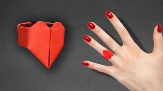 Make an Origami Heart Ring  Easy Paper Folding Crafts [upl. by Lairret]