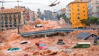 Mass Evacuation in Spain City washed away after severe flooding in Valencia bridge collapsed [upl. by Yelyr]