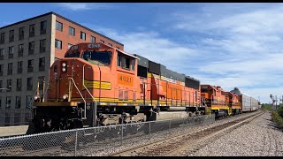 Quebec and Gatineau SD70 mixed freight accelerating through Chabanel station [upl. by Asoramla254]