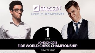 Game 1  2018 FIDE World Chess Championship  CaruanaCarlsen [upl. by Ellery953]