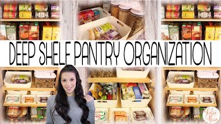 HOW TO ORGANIZE DEEP PANTRY SHELVES  Shirlee Alicia [upl. by Ynafit]