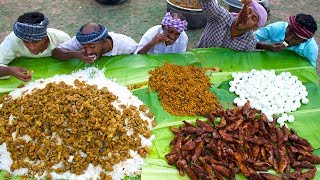 VILLAGE MARRIAGE FOOD  Mutton Curry  Fish Fry  Boiled Egg Raththa Poriyal  Village Function Food [upl. by Tabby892]