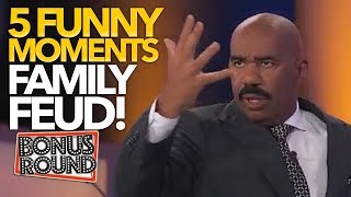 5 FUNNY MOMENTS On Family Feud US Bonus Round [upl. by Doownil]