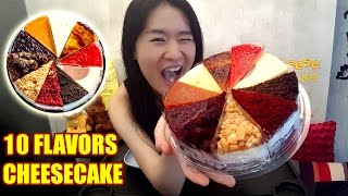 MUKBANG Cheesecake with 10 Flavors [upl. by Nauqyaj986]