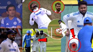 Gambhir Rohit Virat and Everyone shocked when Rishabh Pant leg injured badly Ind vs NZ 1st Test [upl. by Rhee350]